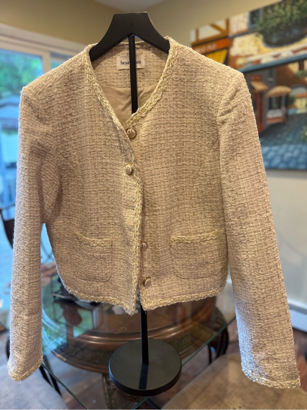 Heartloom Cream Bouclé Tailored Cropped Blazer